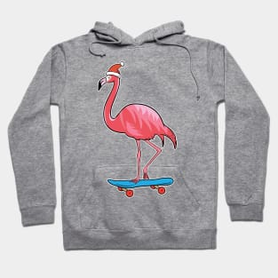 Cute Santa Hat Flamingo Skateboard Christmas Hoodie